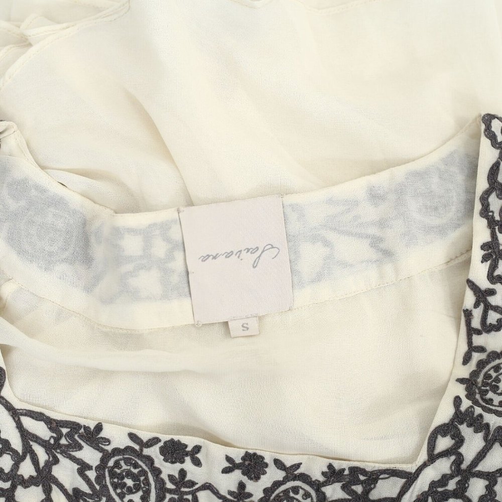 Saivana Anthropologie Embroidered Sequin Ivory Tunic Top Sheer Boho S New - Picture 5 of 5